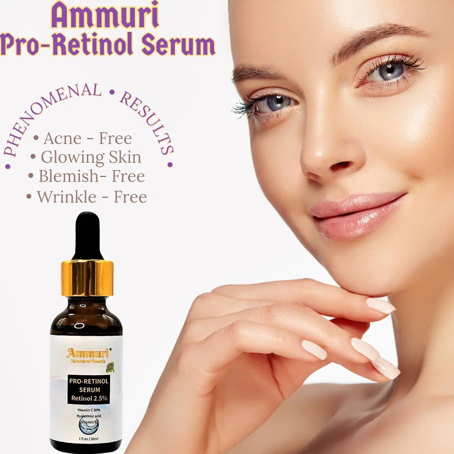 Ammuri Anti Aging 2.5% Pro Retinol Serum Hyaluronic acid Vitamin C + E Ammuri Skincare