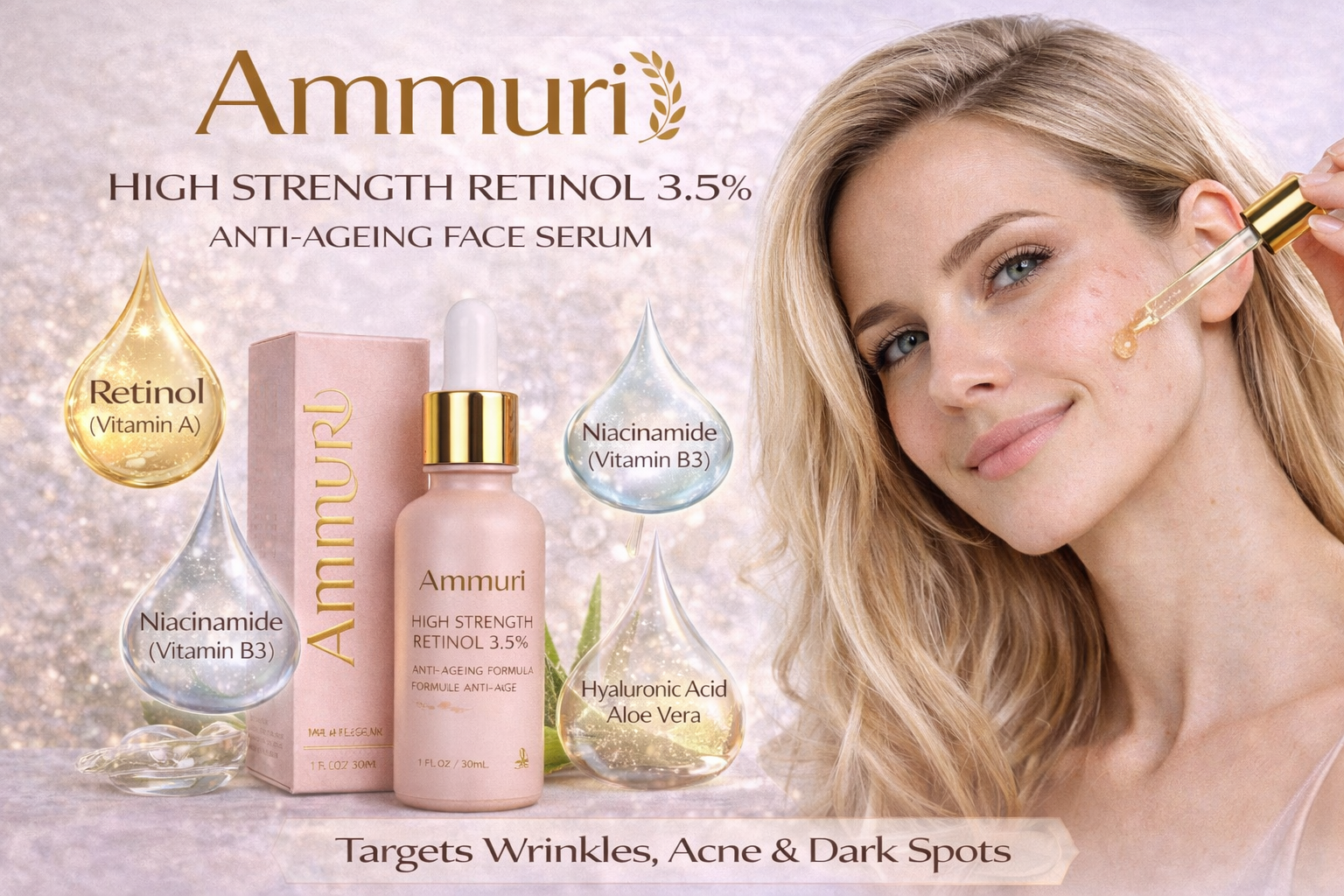 Ammuri 3.5% Retinol Face Serum for fine lines, texture and skin renewal
