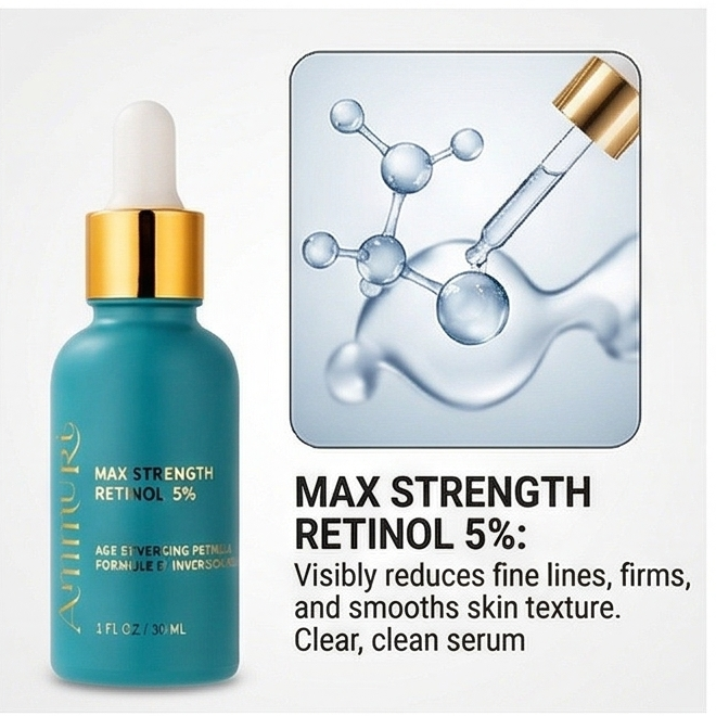 Anti-ageing skincare ingredients including retinol, SPF, vitamin C, peptides and niacinamide