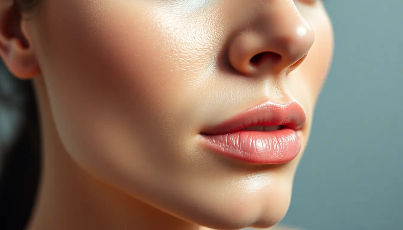 Close-up of a woman's face highlighting the science of skin lightening and healthy skin texture