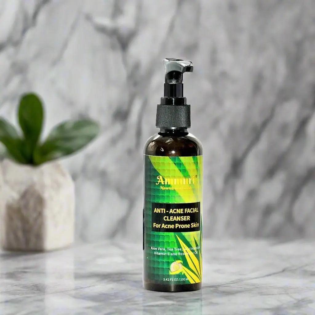 Ammuri Clarifying Facial Cleanser for blemish-prone skin with niacinamide, tea tree, aloe, vitamin E and rosemary oil