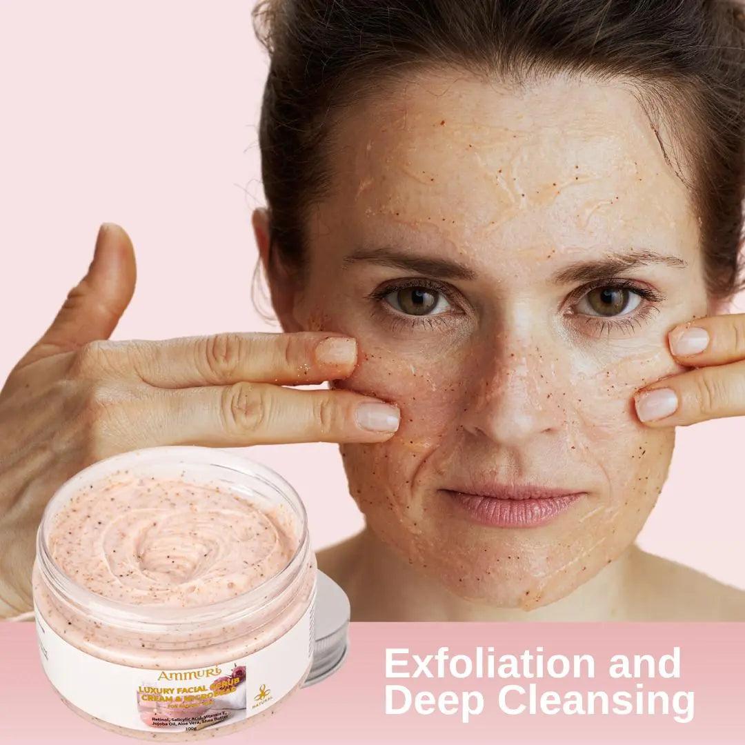 Ammuri Rose Retinol Facial Scrub for gentle exfoliation and smoother-looking skin