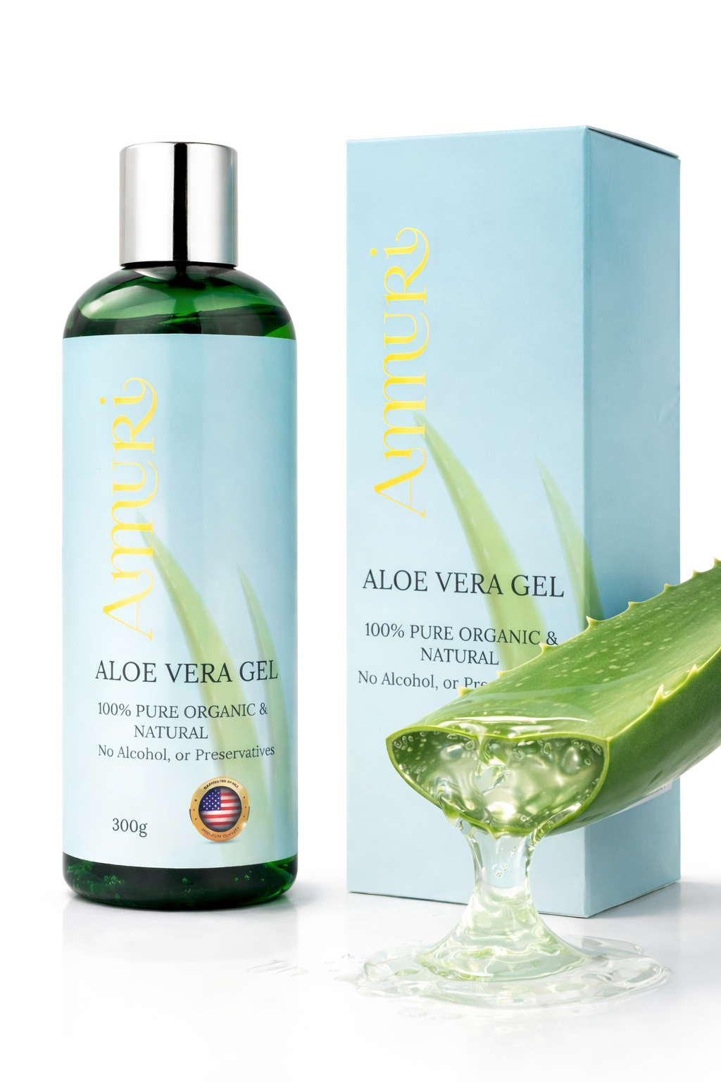 Ammuri Organic Aloe Vera Gel 300g for hair and scalp hydration