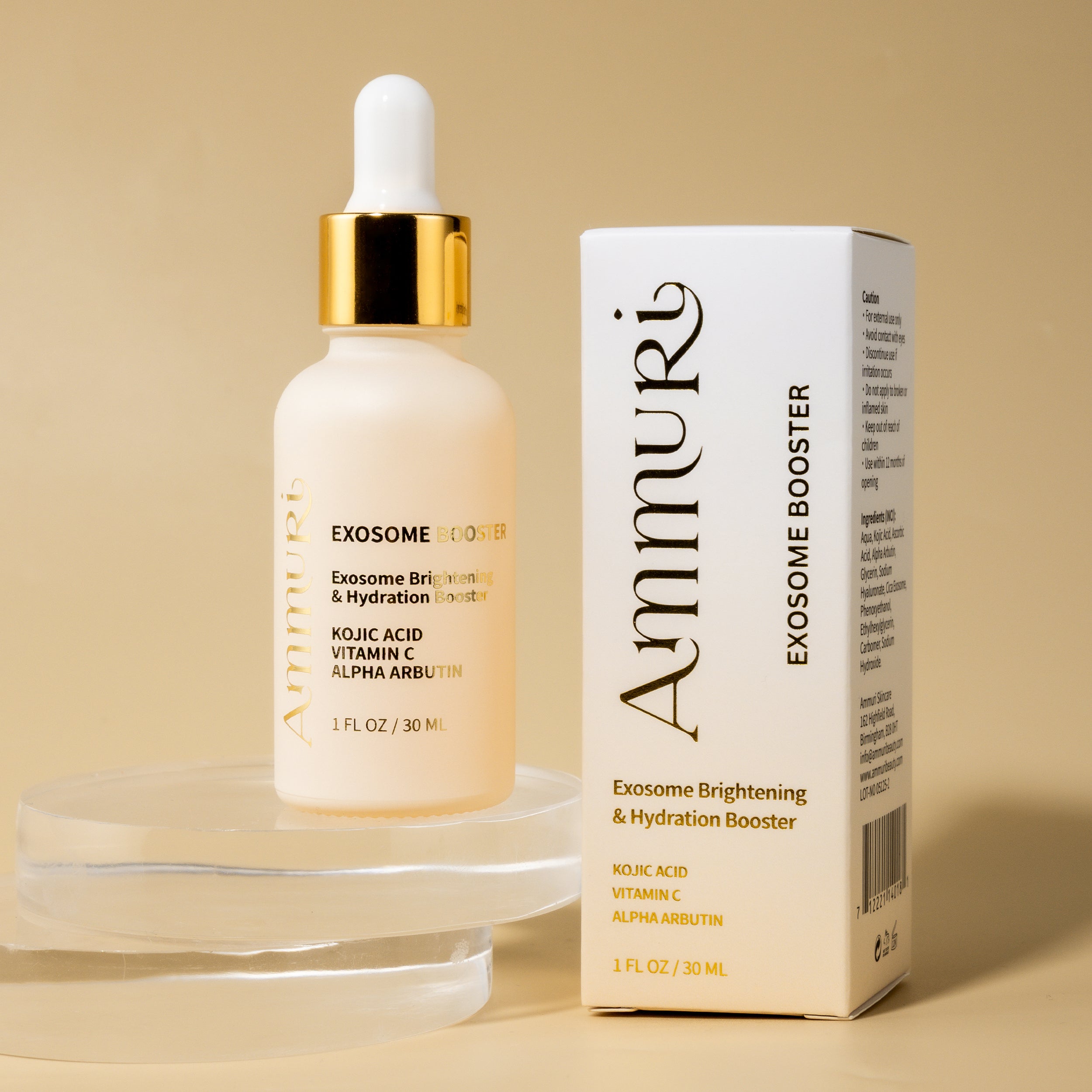 Ammuri Exosome Booster Serum – Brightening & Hydration Booster with Kojic Acid, Vitamin C & Alpha Arbutin | Fades Dark Spots, Evens Skin Tone & Boosts Radiance | For Face & Body – 30ml Ammuri Skincare