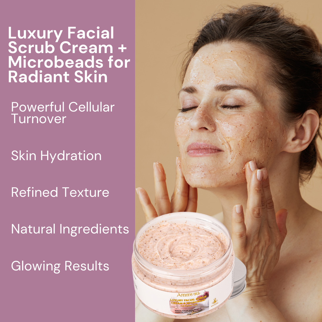 Luxury Retinal Facial Scrub Cream Diminishes fine lines, wrinkles, blemishes, and age spots Ammuri Skincare