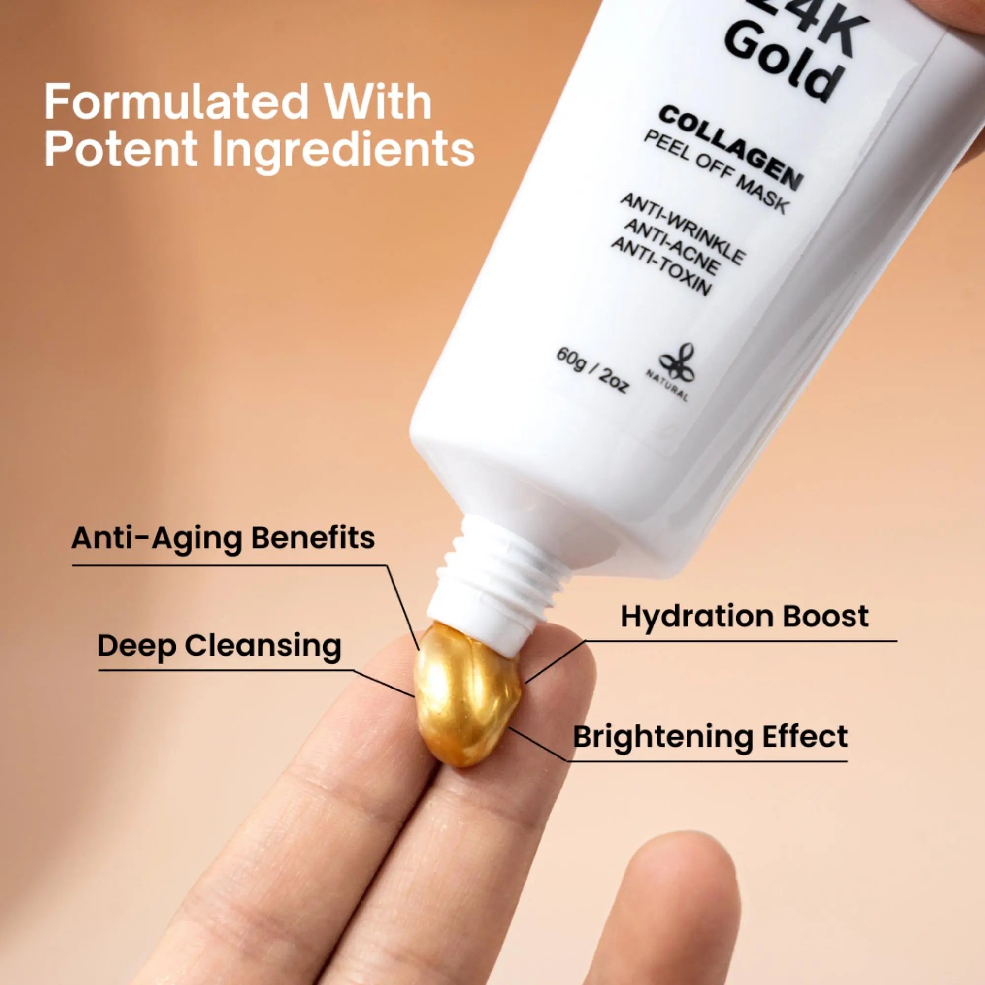 Cherish Gold Collagen Peel Off Face Mask - 60g / 2 Oz | Anti-Aging, Acne Treatment Ammuri Skincare