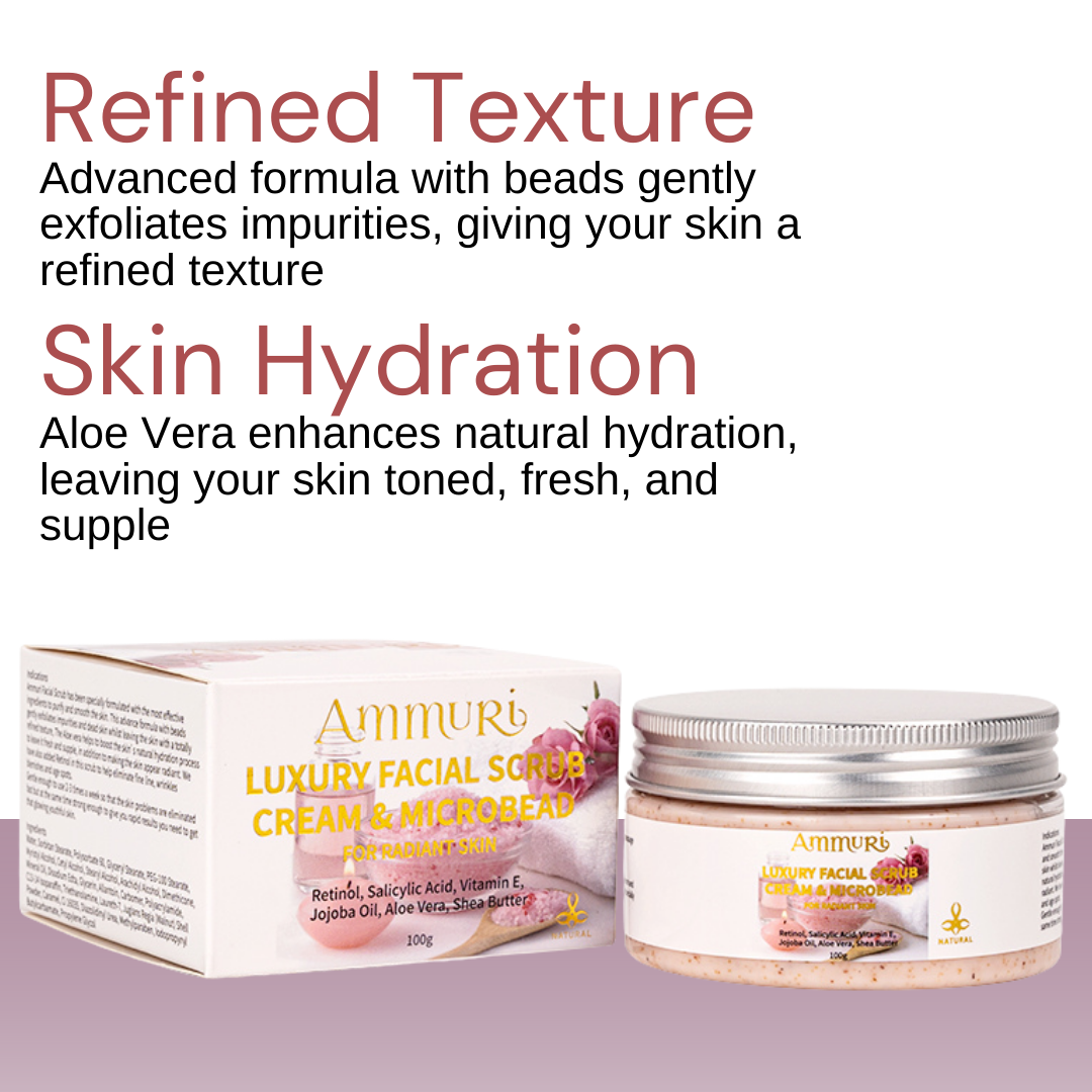 Luxury Retinal Facial Scrub Cream Diminishes fine lines, wrinkles, blemishes, and age spots Ammuri Skincare