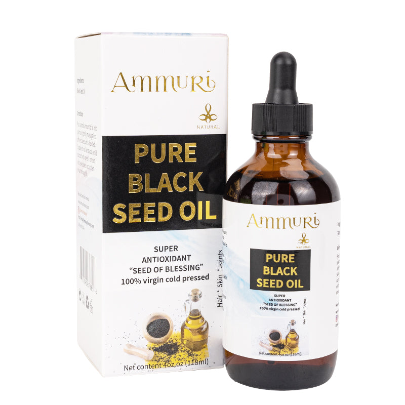 Ammuri Pure Black Seed Oil - Organic Elixir for Radiant Skin, Healthy Hair & Nails | Ancient 'Seed of Blessing' | Virgin Cold Pressed | 4oz (118ml) Ammuri Skincare
