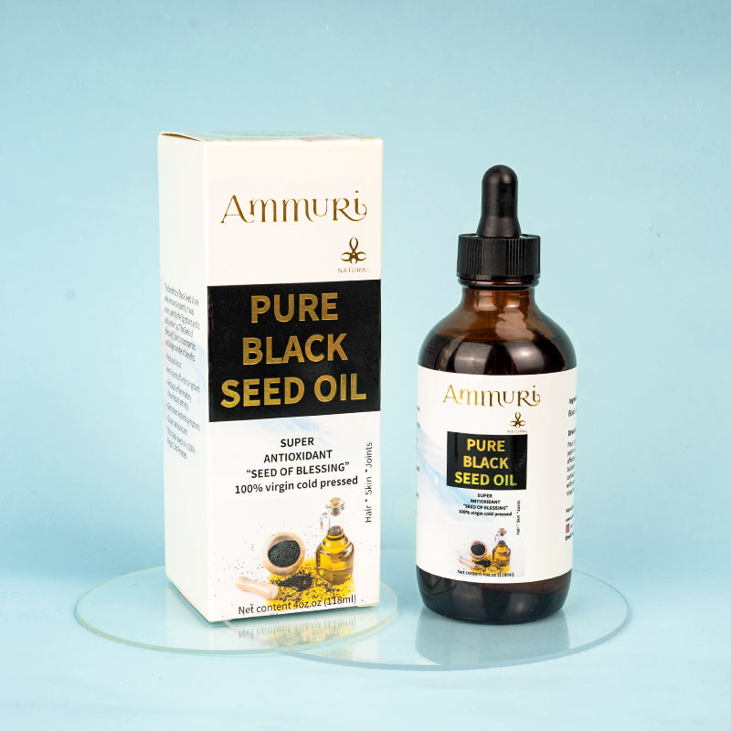 Ammuri Pure Black Seed Oil - Organic Elixir for Radiant Skin, Healthy Hair & Nails | Ancient 'Seed of Blessing' | Virgin Cold Pressed | 4oz (118ml) Ammuri Skincare