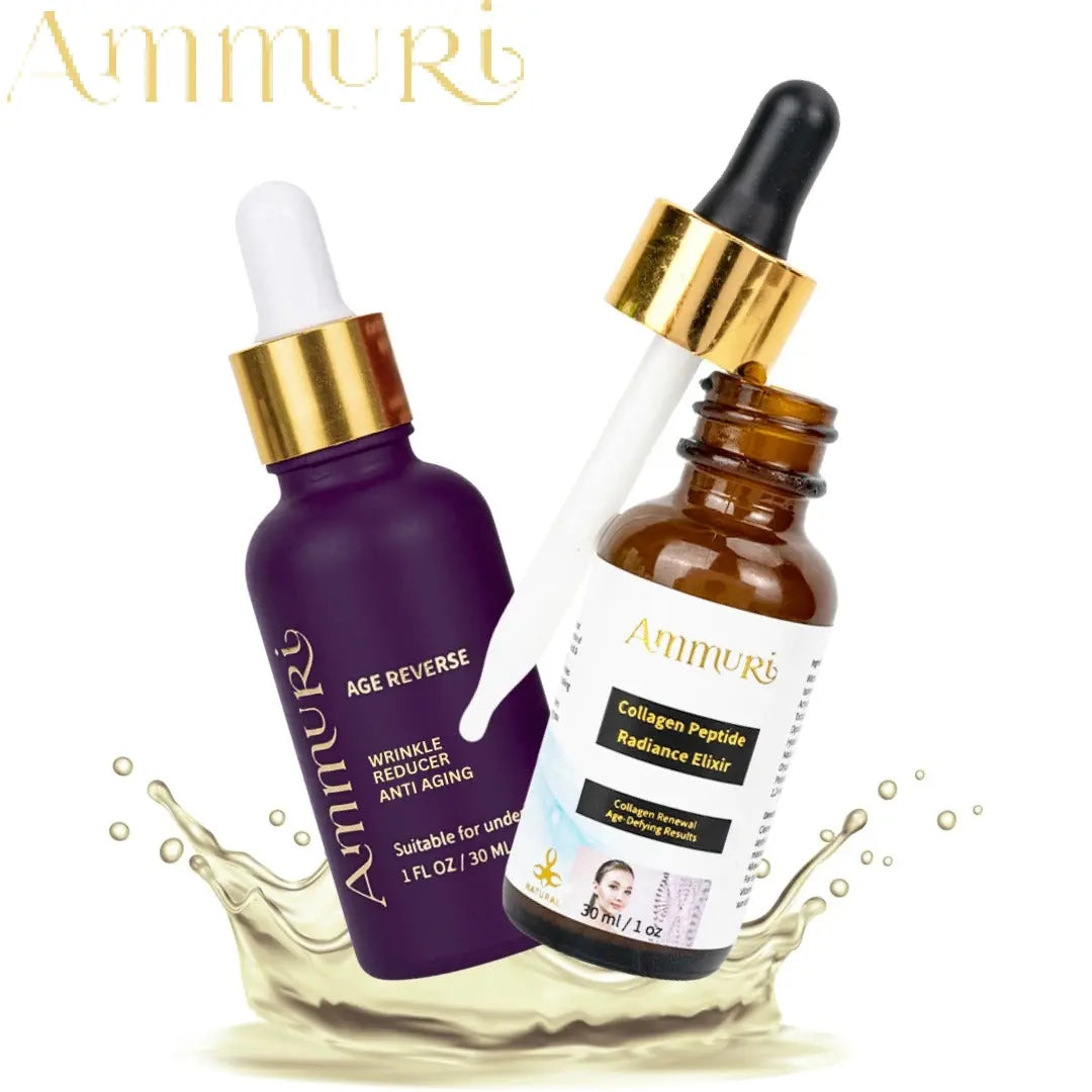 Ammuri Advanced Anti-Ageing & Collagen Peptide Serum Duo | Hydrating & Radiance Boosting Skincare Set | Reduces Fine Lines, Wrinkles & Dark Spots | Vegan, Lightweight & Fast-Absorbing | Made in the UK Ammuri Skincare
