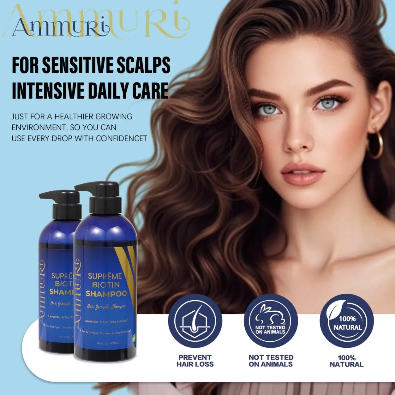 Ammuri Biotin DHT Blocker Shampoo Sulfate-Free Hair Loss Treatment Ammuri Skincare