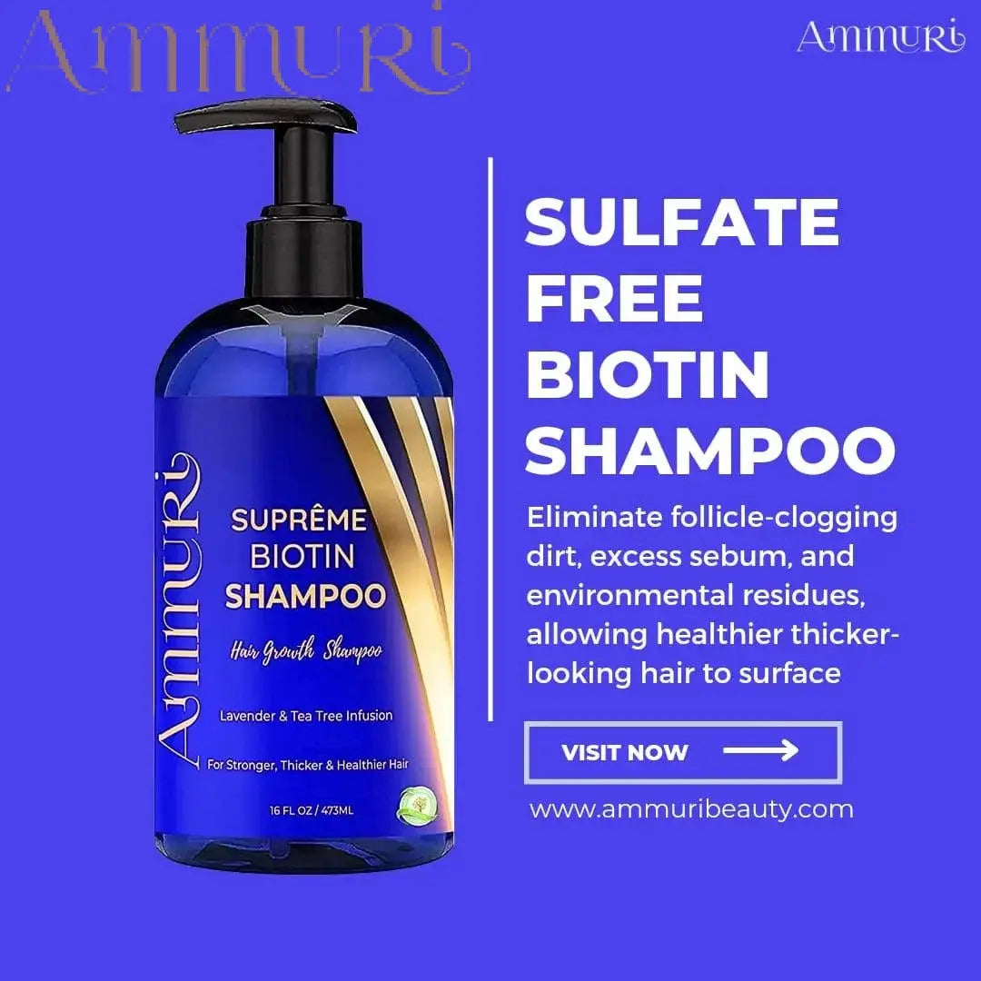 Ammuri Skincare Biotin DHT Blocker Shampoo sulfate free bottle for thicker healthier hair