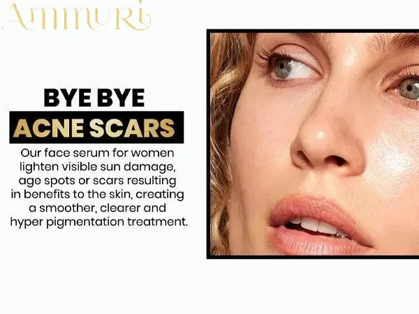 Ammuri Skincare extreme whitening serum for acne scars, promoting smoother and clearer skin.
