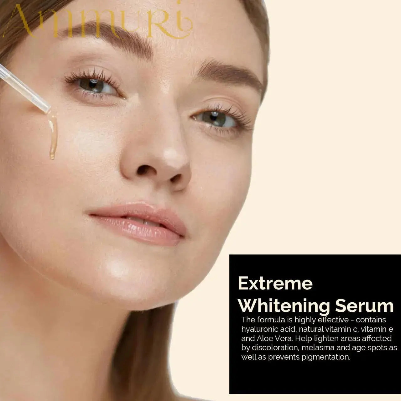 Ammuri Skincare Extreme Whitening Serum with hyaluronic acid and vitamin E for even skin tone