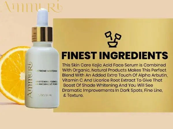 Ammuri Skincare Extreme Whitening Serum with Kojic Acid, Vitamin C, and Licorice Extract for Dark Spots