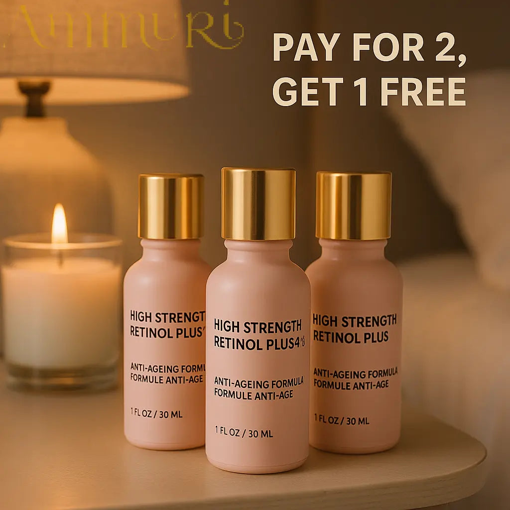 Ammuri High Strength Retinol Serum 4% Plus – Anti-Ageing Formula for Wrinkles, Fine Lines, Dark Spots & Firming – Face Serum with Vitamin Support – 3 Pack (30ml Each) Ammuri Skincare