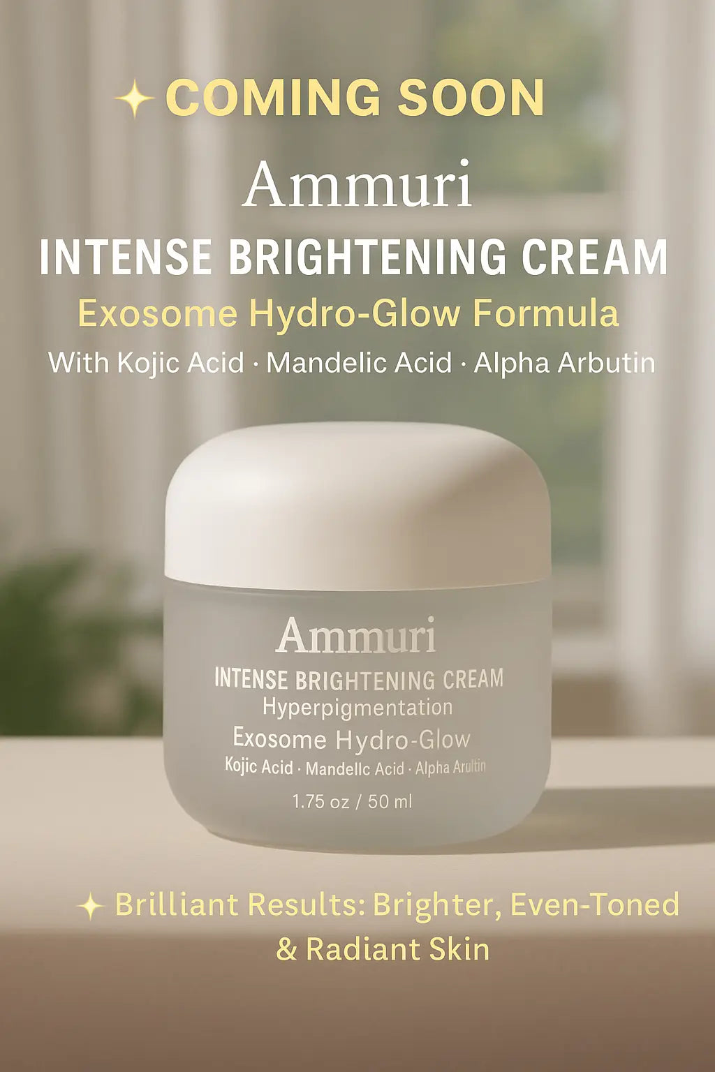 Ammuri Intense Brightening Cream with Exosome Hydro-Glow | Kojic Acid, Mandelic Acid, Alpha Arbutin & Glutathione | Hyperpigmentation & Dark Spot Corrector | 50ml Ammuri Skincare
