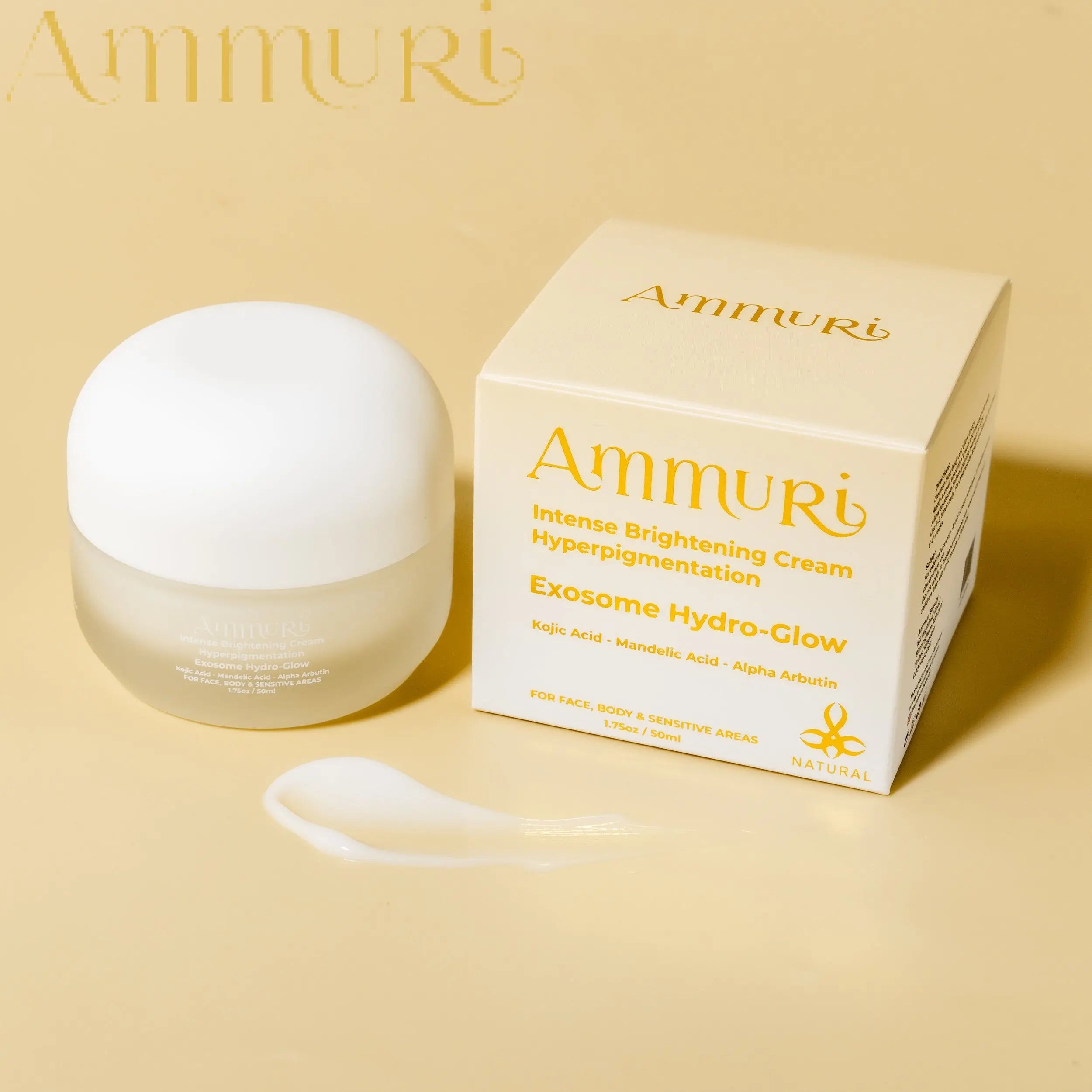 Ammuri Intense Brightening Cream with Exosome Hydro-Glow | Kojic Acid, Mandelic Acid, Alpha Arbutin & Glutathione | Hyperpigmentation & Dark Spot Corrector | 50ml Ammuri Skincare