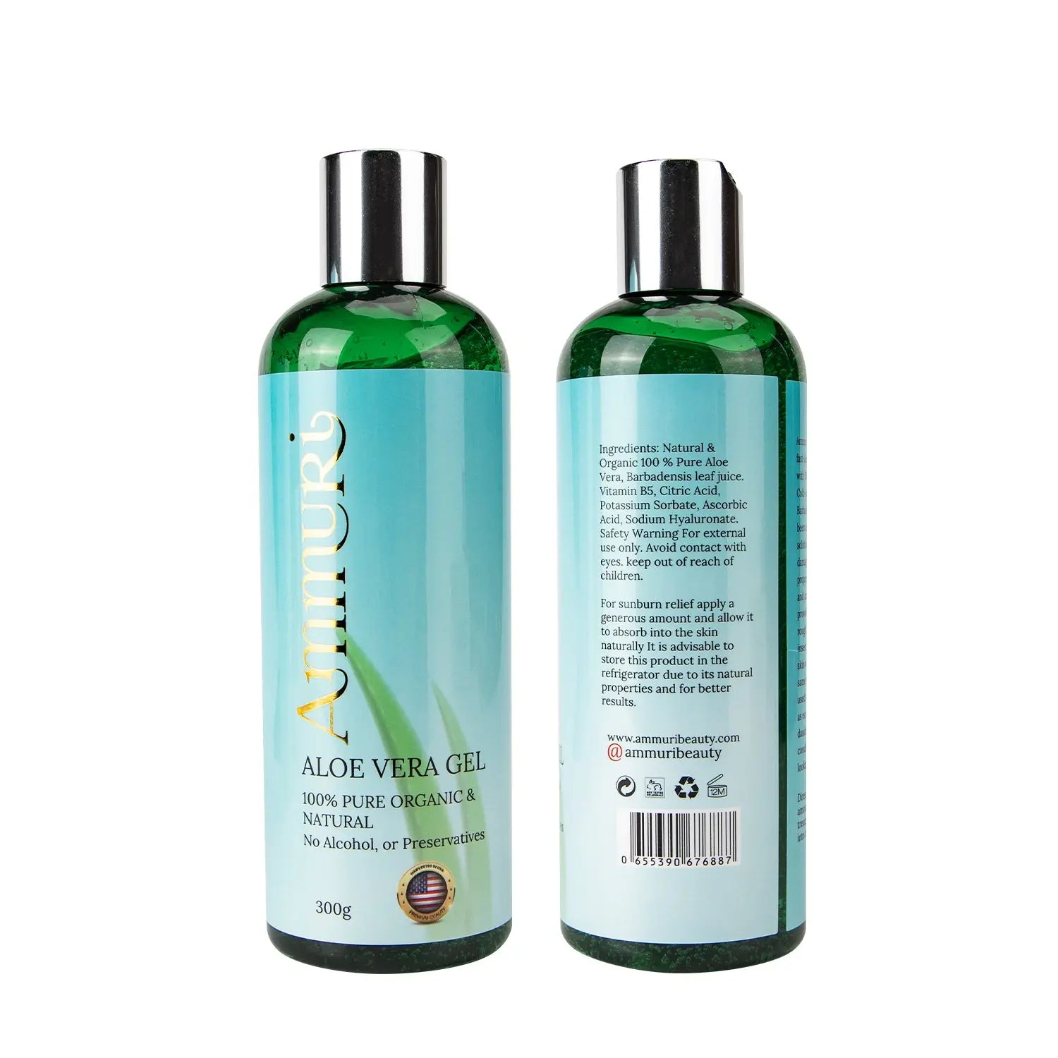 Ammuri Organic Pure Aloe Vera Gel 100% Pure, Natural Organic Soothes Hydrates & Repairs - Ammuri Skincare