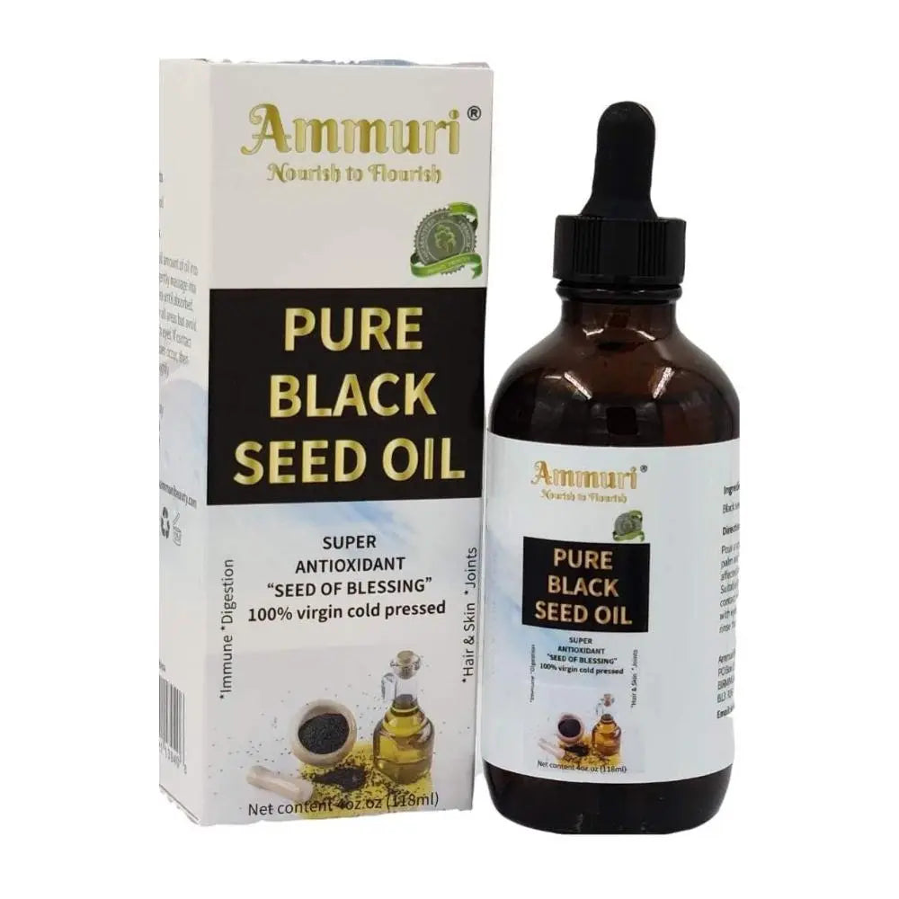 Ammuri Pure Black Seed Oil - Organic Elixir for Radiant Skin, Healthy Hair & Nails | Ancient 'Seed of Blessing' | Virgin Cold Pressed | 4oz (118ml) - Ammuri Skincare