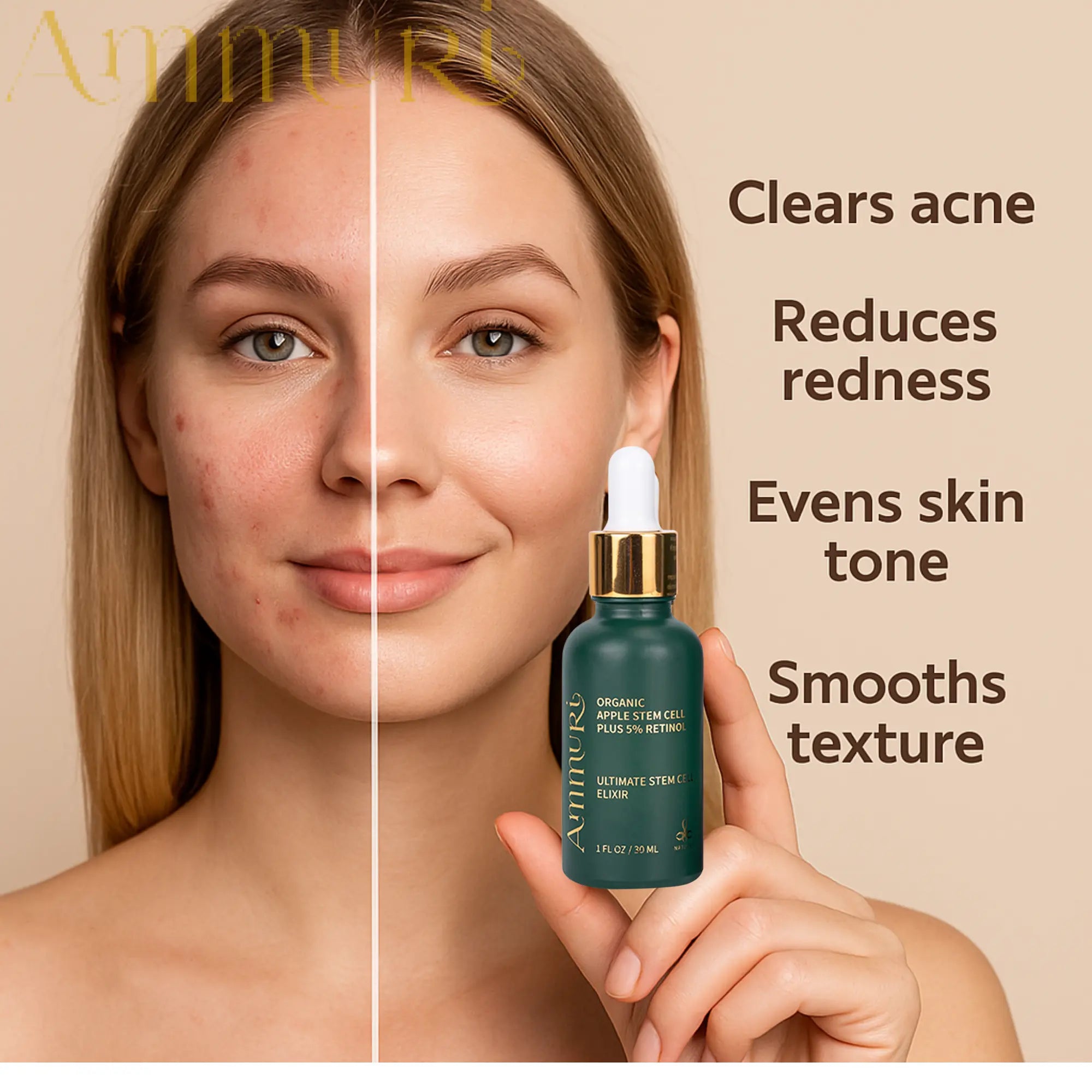 Ammuri Retinol Serum 5% + Apple Stem Cell – Anti-Aging, Acne, Dark Spot Care 30ml Ammuri Skincare