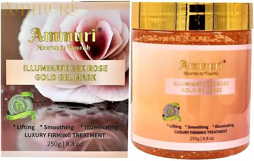 Ammuri Rose Clay 24K Gold Gel Face Mask – Pink Clay with Collagen, Niacinamide & Hyaluronic Acid – Hydrating, Pore Minimizer & Anti-Ageing Skincare, 250g Ammuri Skincare