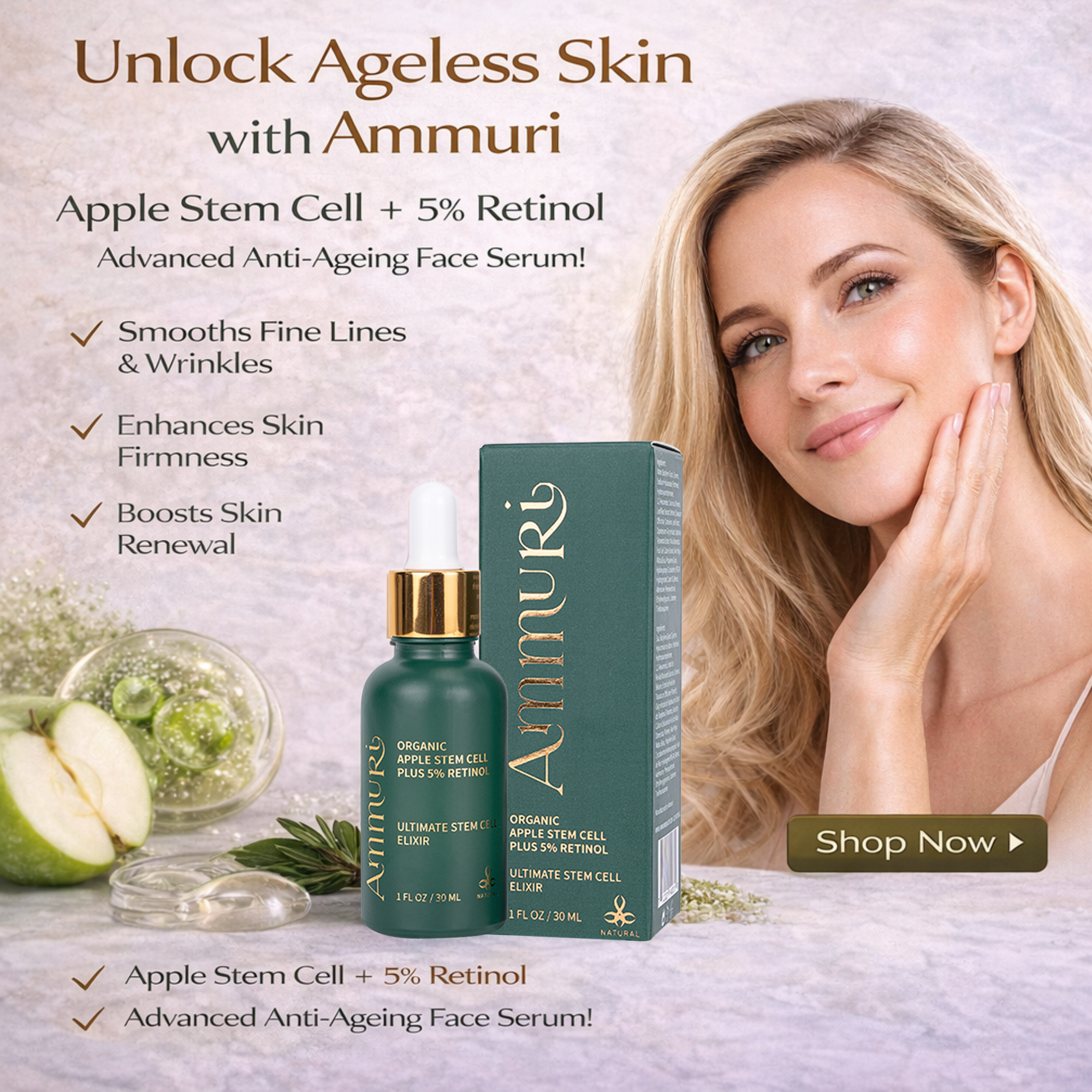Ammuri Advanced Plant Stem Cell Retinol 5% – Youthful Glow, Firming Face Serum Ammuri Skincare