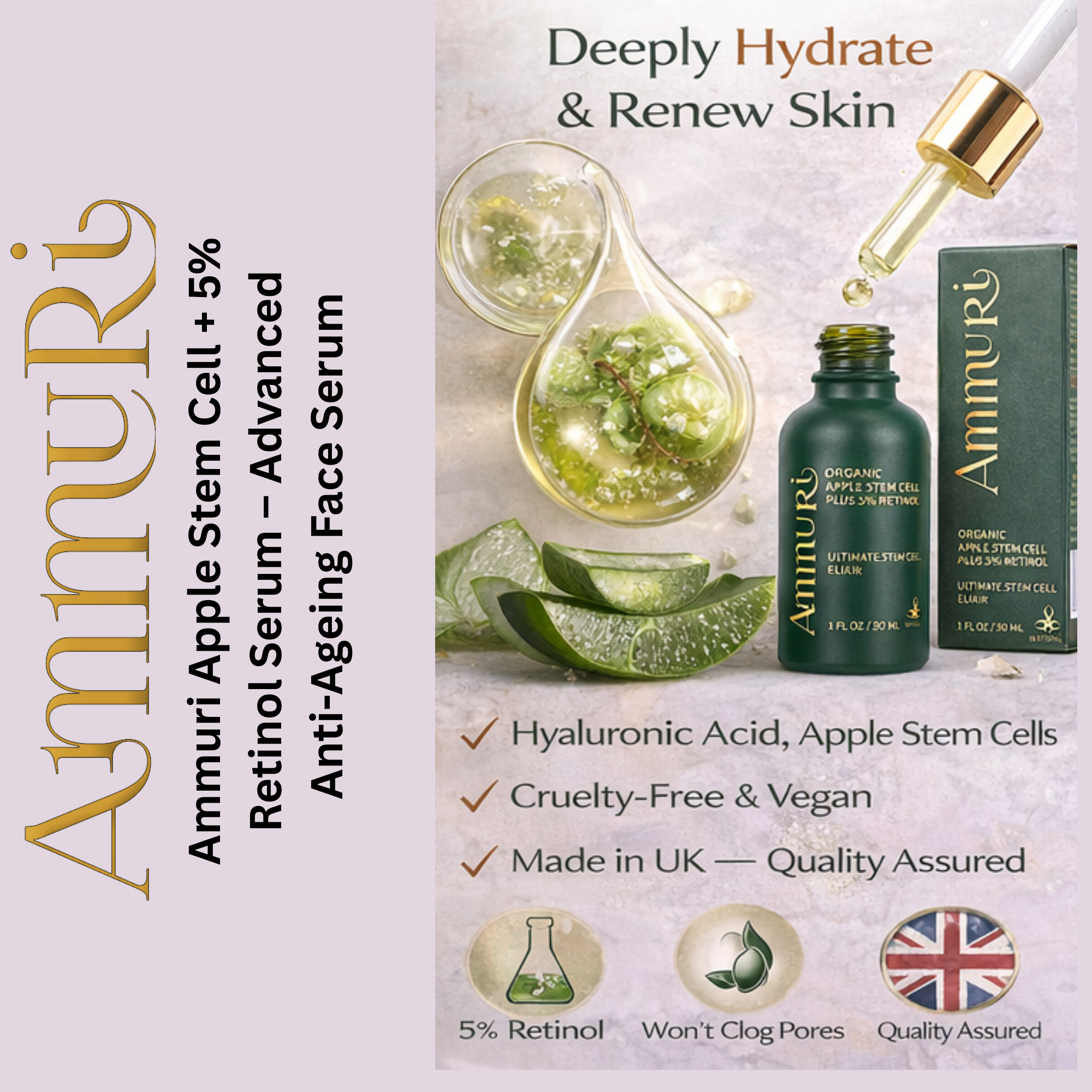 Ammuri Advanced Plant Stem Cell Retinol 5% – Youthful Glow, Firming Face Serum Ammuri Skincare