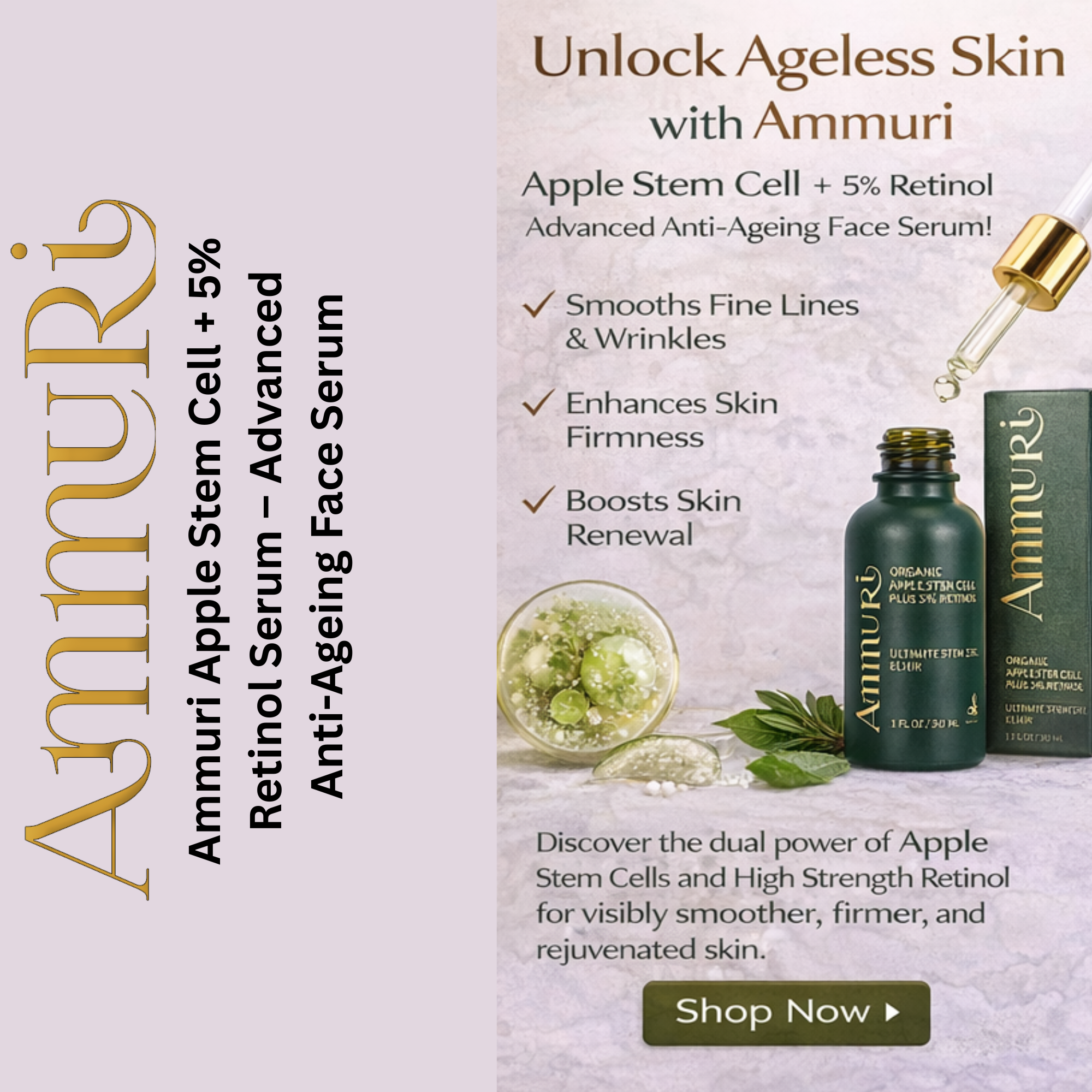 Ammuri Advanced Plant Stem Cell Retinol 5% – Youthful Glow, Firming Face Serum Ammuri Skincare