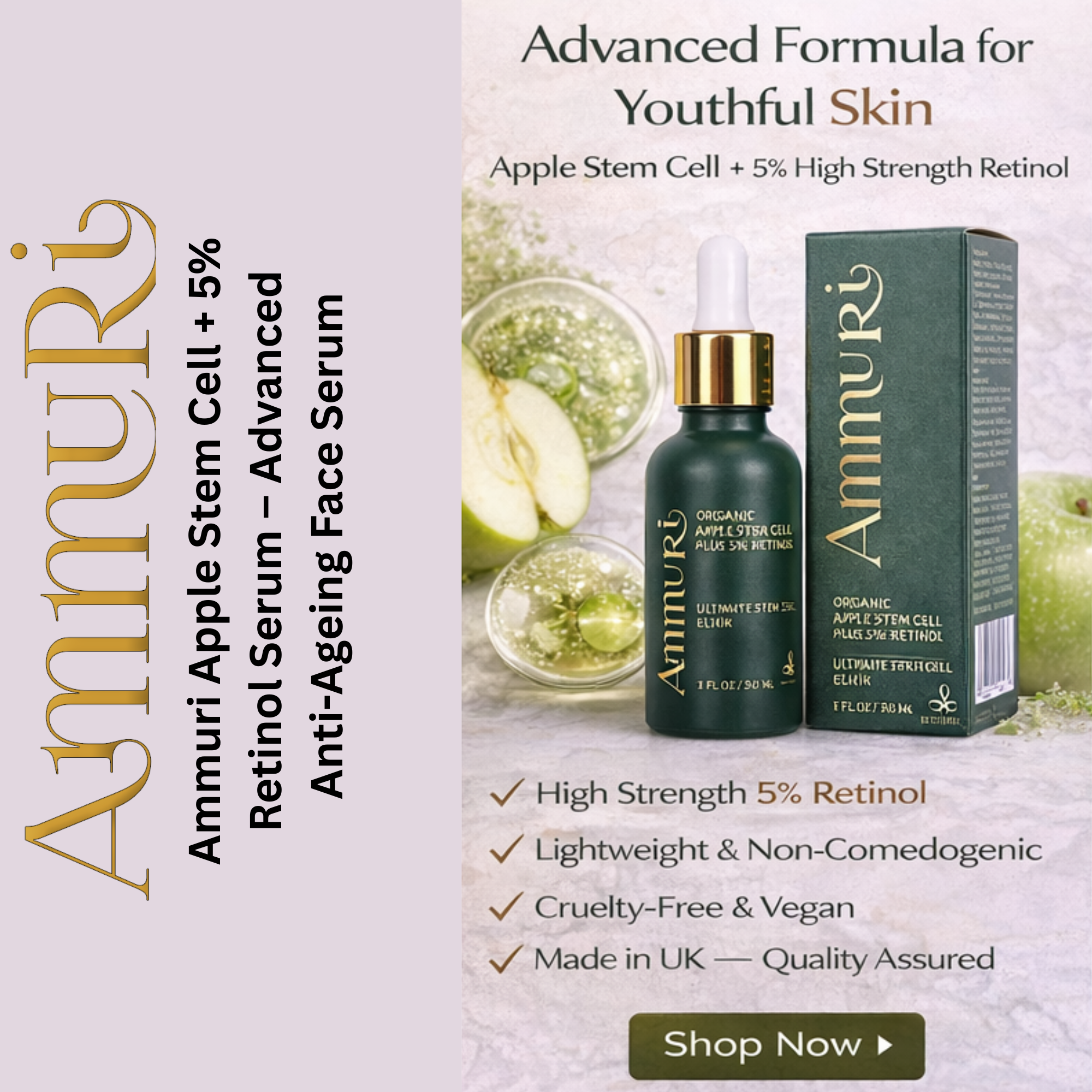 Ammuri Advanced Plant Stem Cell Retinol 5% – Youthful Glow, Firming Face Serum Ammuri Skincare