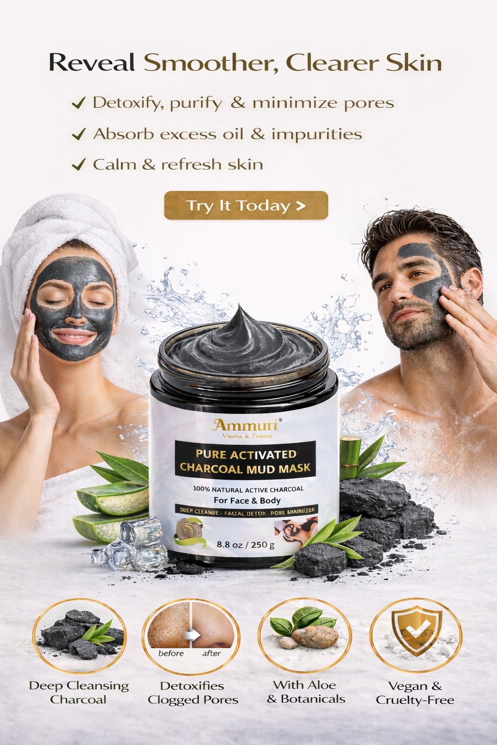 Ammuri Pure Activated Charcoal Mud Mask for Pigmentation Ammuri Skincare