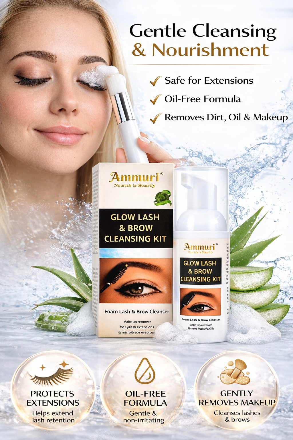 Ammuri Lash and Brow Cleansing Kit for Eyelash Extensions Ammuri Skincare