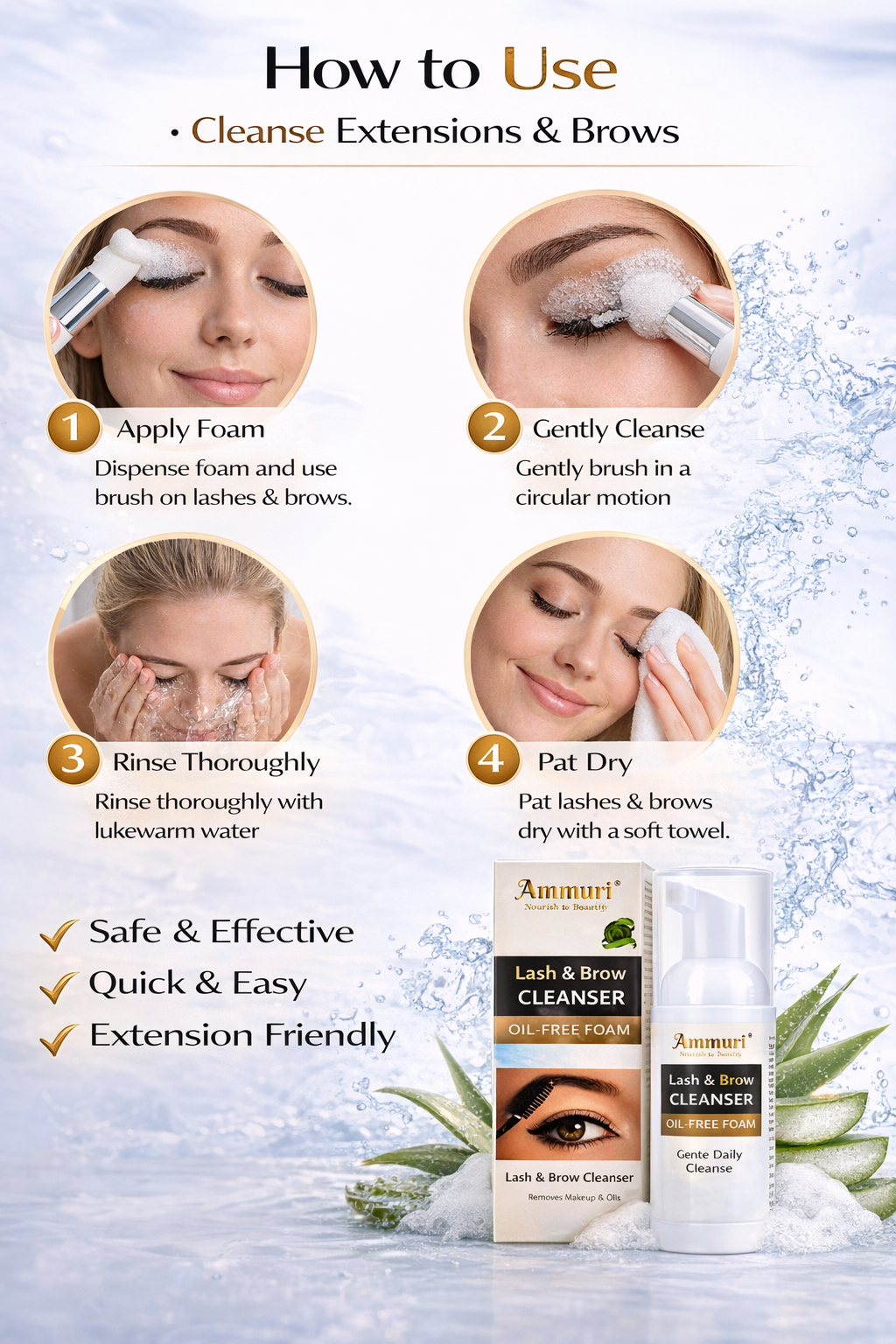 Ammuri Lash and Brow Cleansing Kit for Eyelash Extensions Ammuri Skincare