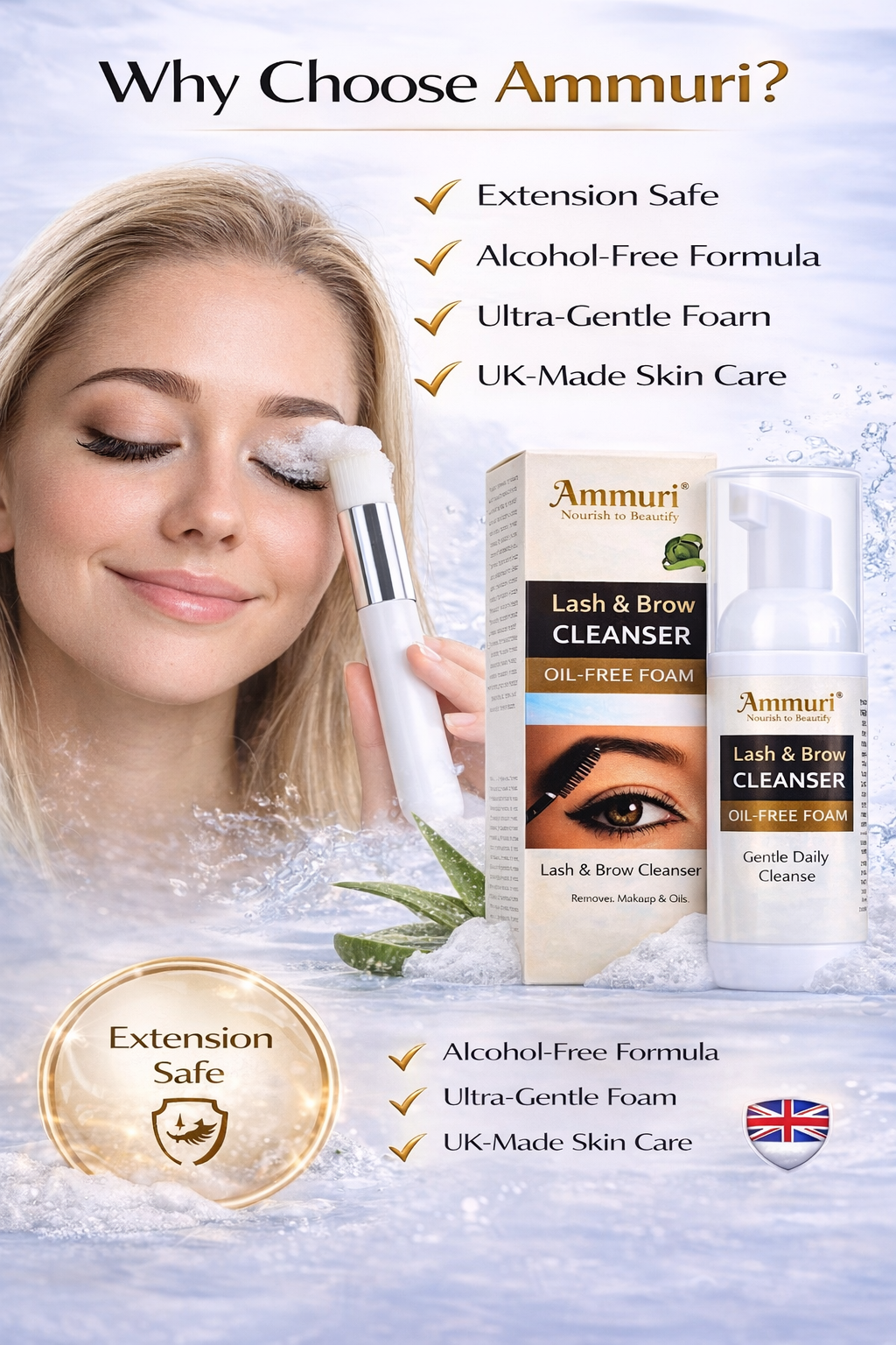 Ammuri Lash and Brow Cleansing Kit for Eyelash Extensions Ammuri Skincare