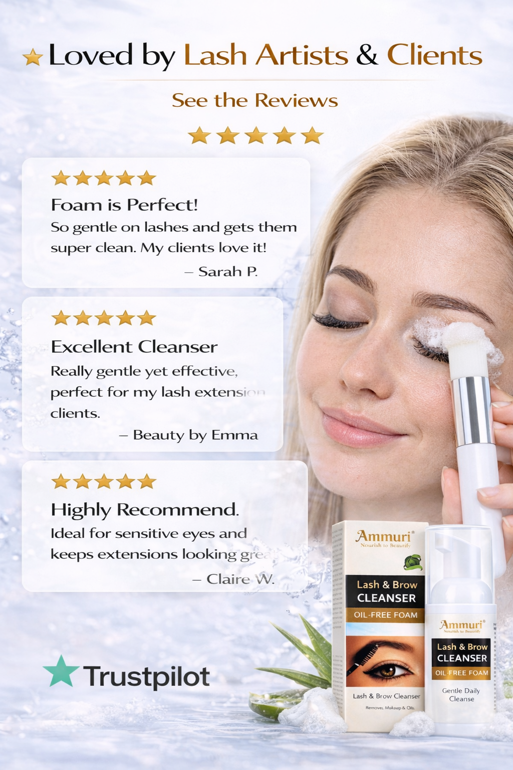 Ammuri Lash and Brow Cleansing Kit for Eyelash Extensions Ammuri Skincare