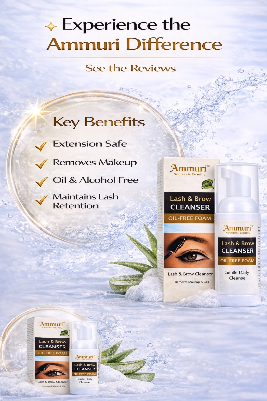 Ammuri Lash and Brow Cleansing Kit for Eyelash Extensions Ammuri Skincare