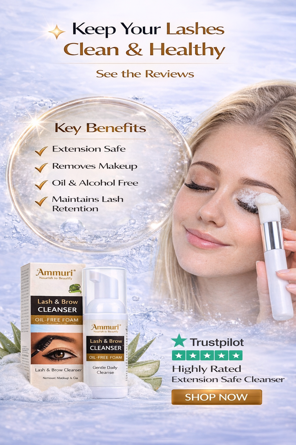 Ammuri Lash and Brow Cleansing Kit for Eyelash Extensions Ammuri Skincare