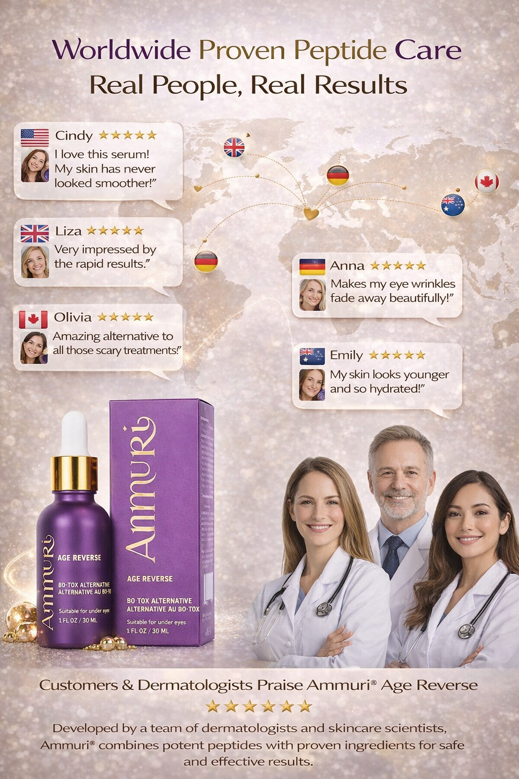 Ammuri Age Reverse Serum 30ml | Anti Aging Wrinkle Firming Under Eye Face Ammuri Skincare