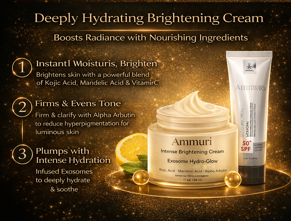 Ammuri Lightening Permanent Whitening Set Kojic Acid Serum Exosome Cream SPF 50