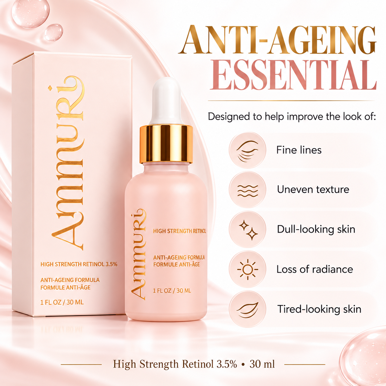 Ammuri Retinol 3.5% Face Serum 30ml – Fine Lines, Texture & Renewal – product gallery image 7