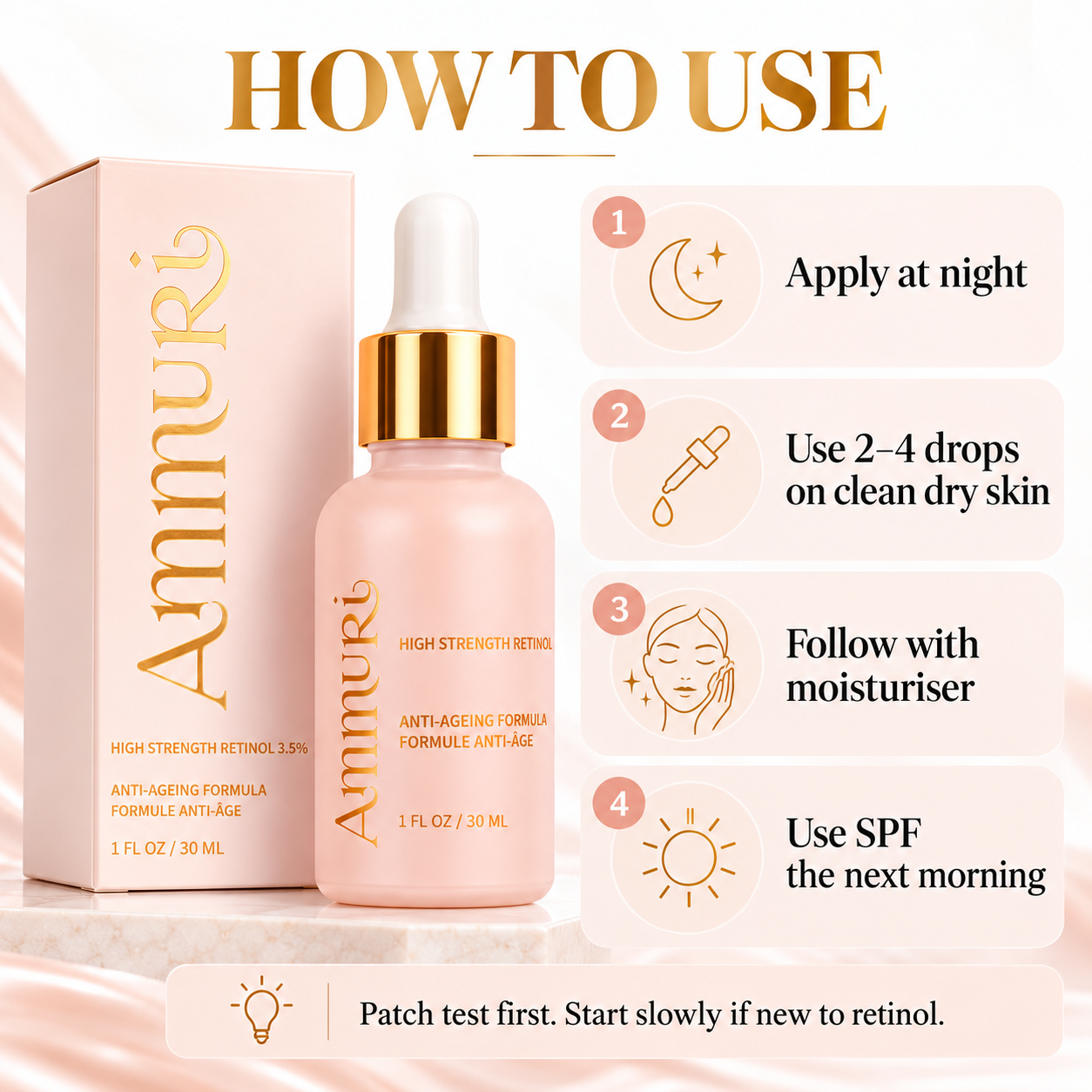 Ammuri Retinol 3.5% Face Serum 30ml – Fine Lines, Texture & Renewal – product gallery image 5