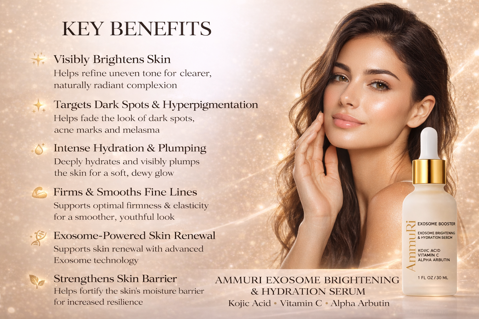 Ammuri Exosome Booster Serum - Brightening Face Serum with Kojic Acid 30ml Ammuri Skincare