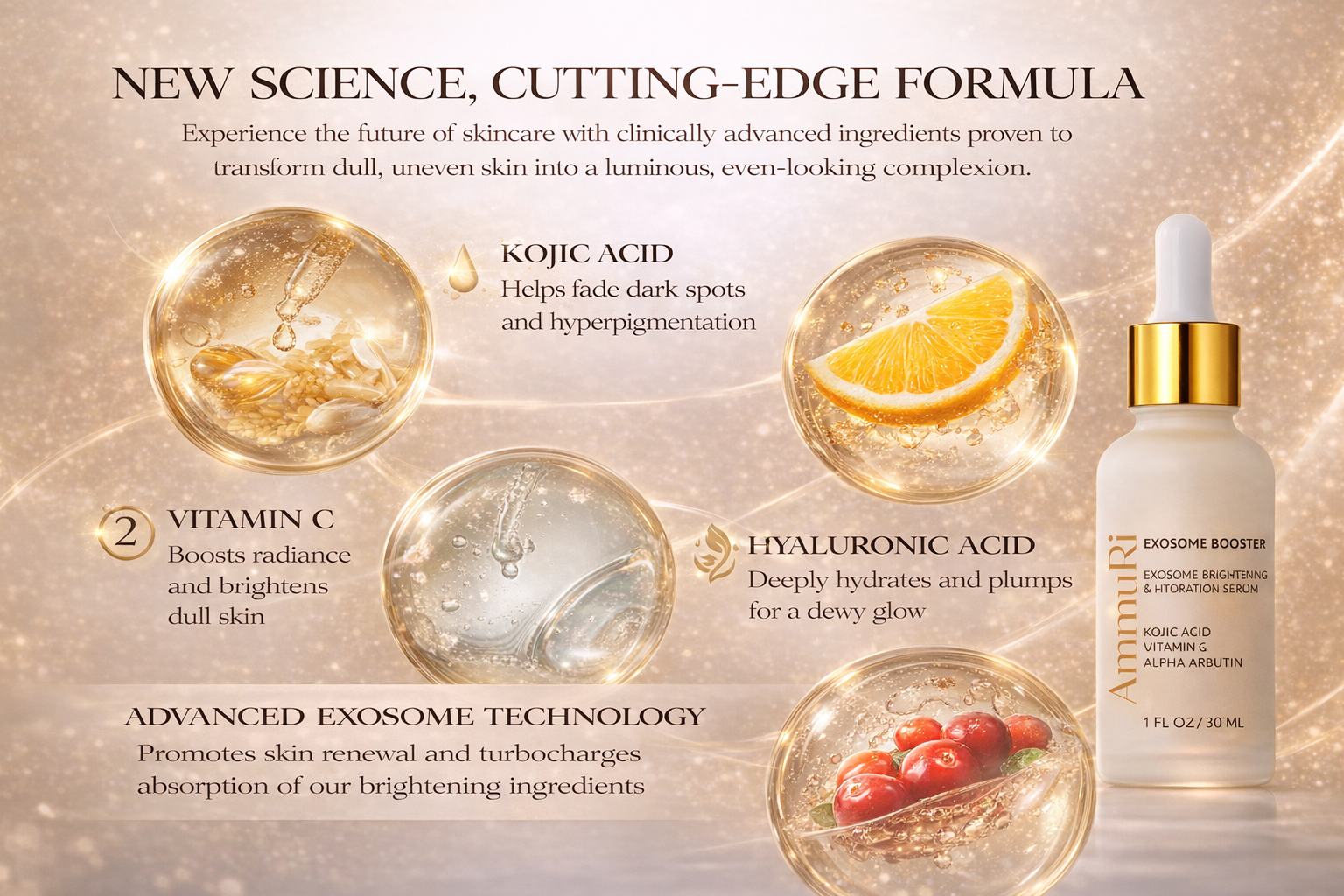 Ammuri Exosome Booster Serum - Brightening Face Serum with Kojic Acid 30ml Ammuri Skincare