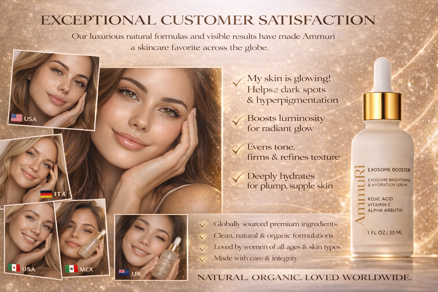 Ammuri Exosome Booster Serum - Brightening Face Serum with Kojic Acid 30ml Ammuri Skincare