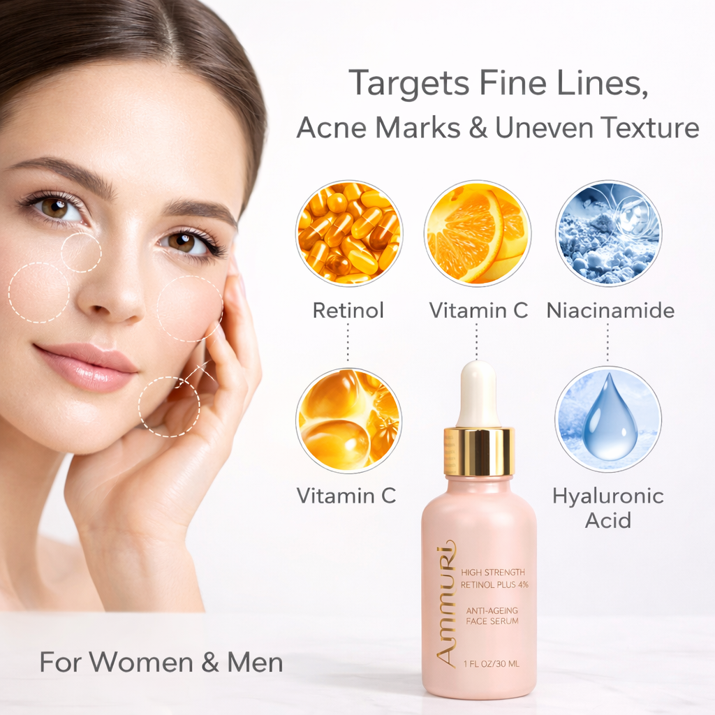 Ammuri 4% Retinol Serum - High Strength Anti-Aging Face Treatment 30ml Ammuri Skincare