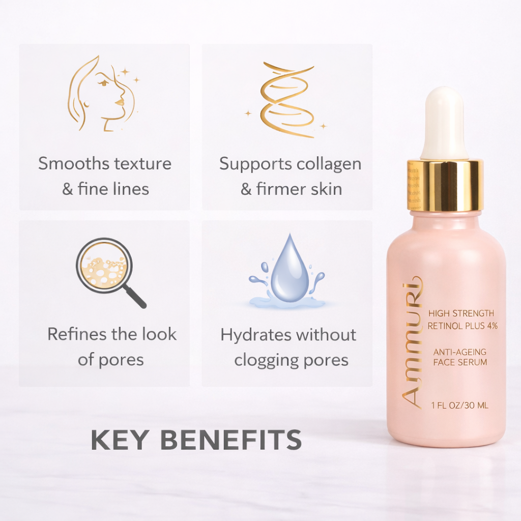 Ammuri 4% Retinol Serum - High Strength Anti-Aging Face Treatment 30ml Ammuri Skincare