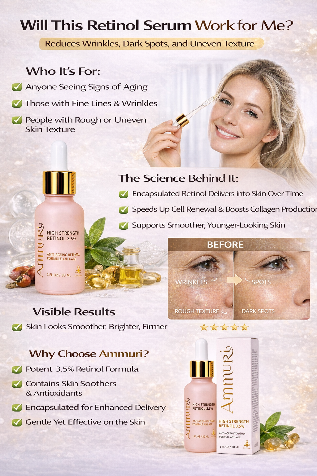 Ammuri 3.5% Retinol High Strength Face Serum – Anti-Ageing Formula Ammuri Skincare