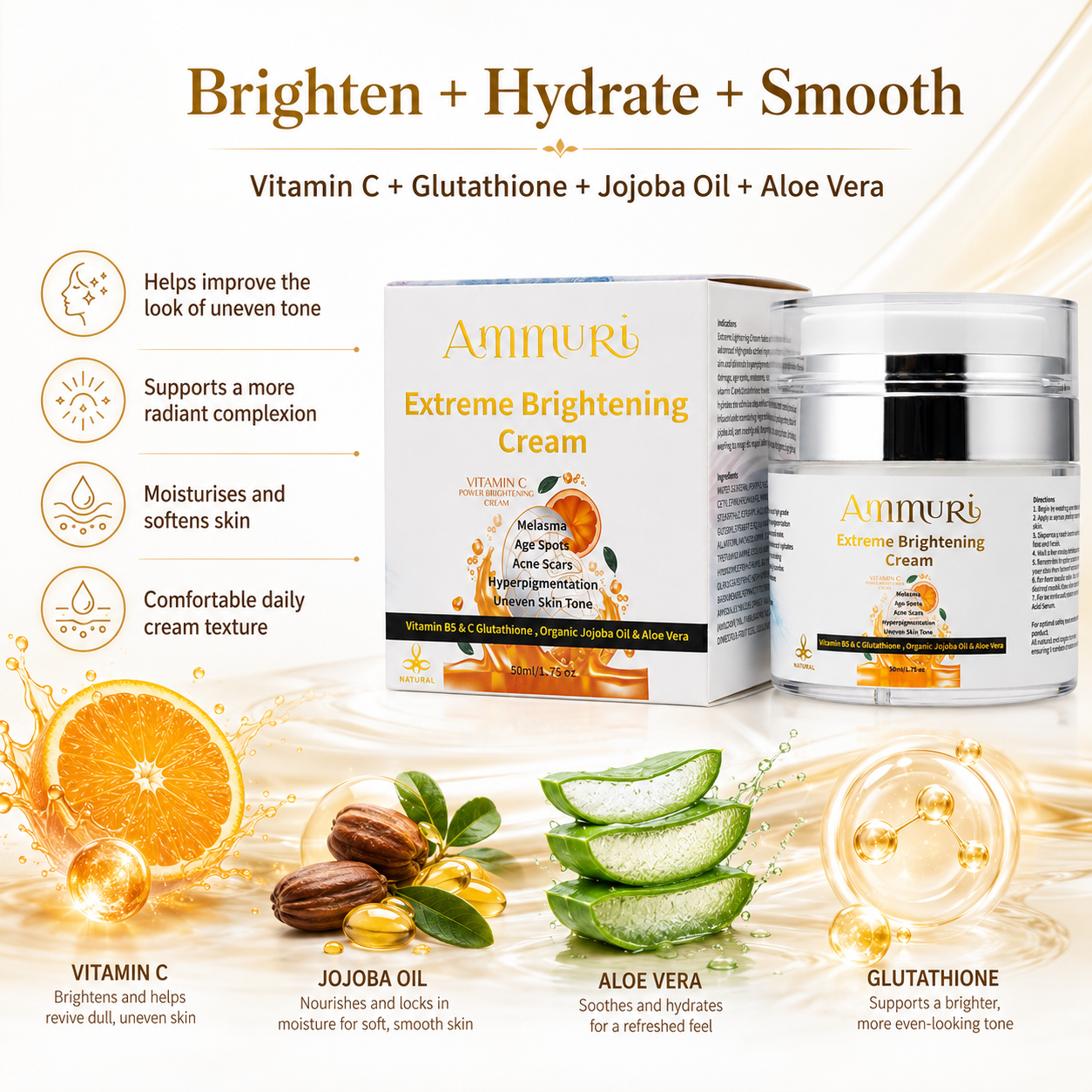 Ammuri Brightening Cream skincare product detail