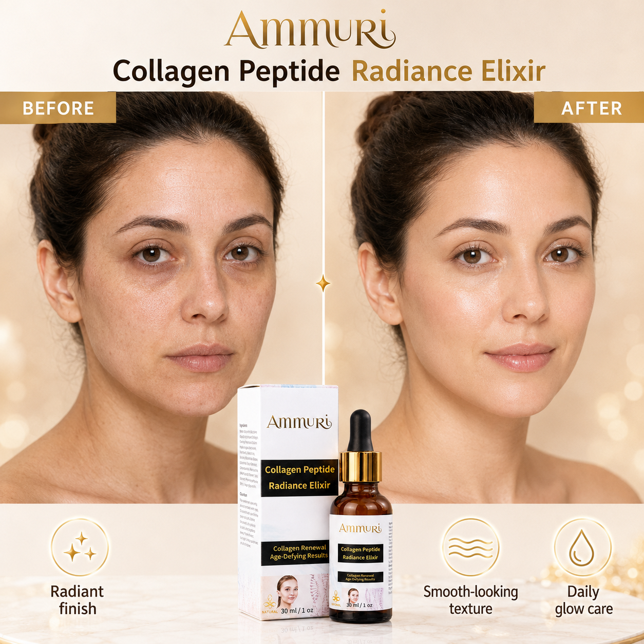 Ammuri Collagen Peptide Face Serum 30ml | Hydration, Smoothness & Firmness