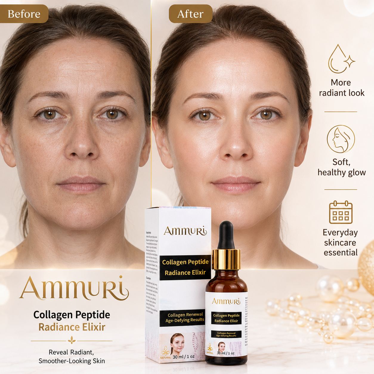Ammuri Collagen Peptide Face Serum 30ml | Hydration, Smoothness & Firmness